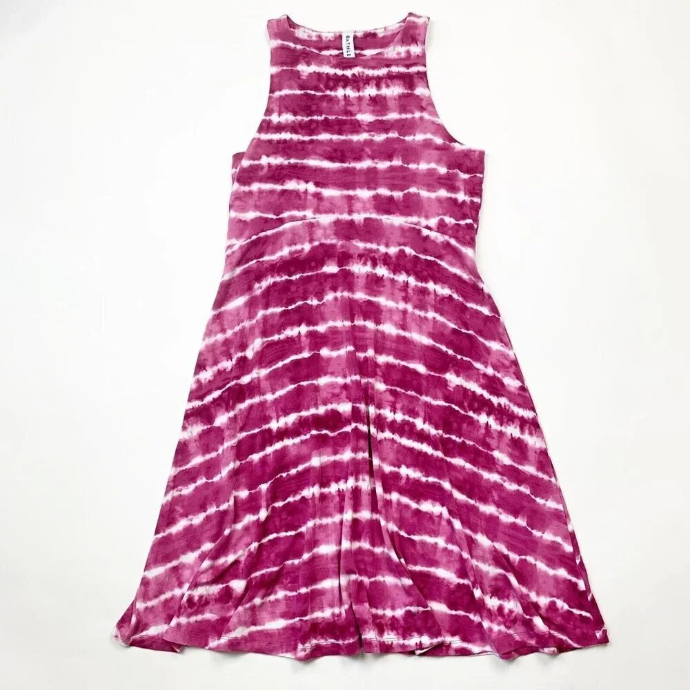 Athleta Santorini Thera Womens Dress Size Small Pink White Tie Dye Sleeveless - Picture 1 of 5